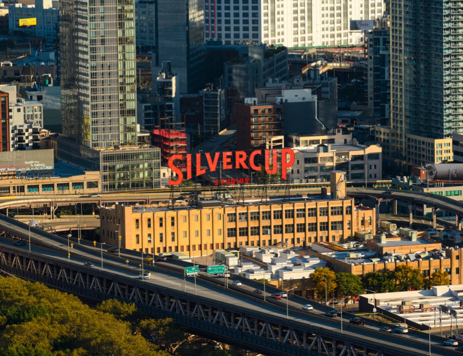 Silvercup Studios Main Exterior Building View with Signage