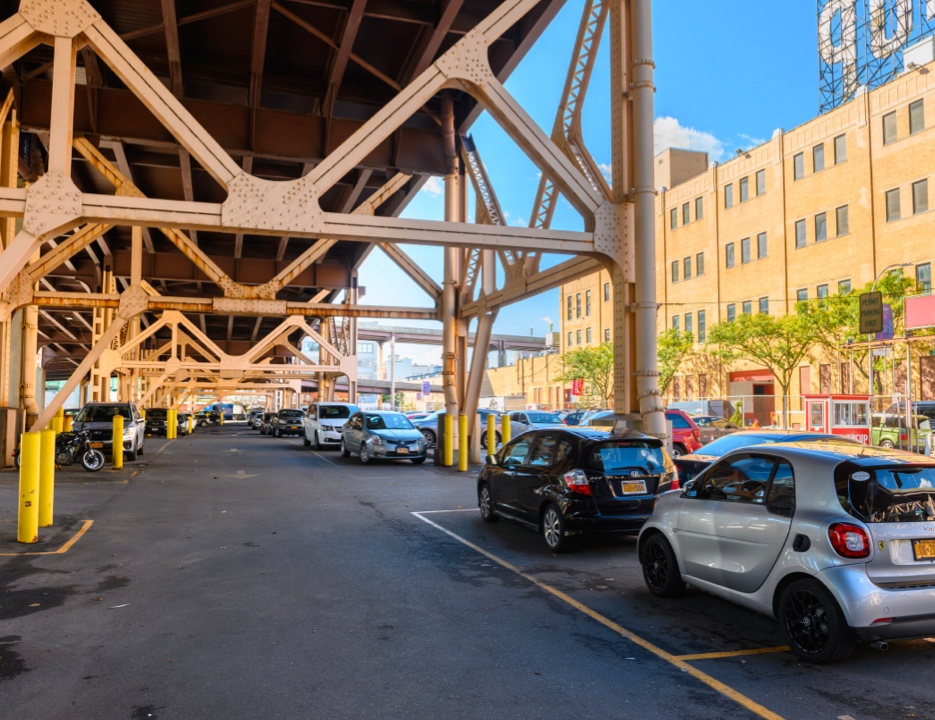 Silvercup Studios Main Under Bridge Parking and exterior building