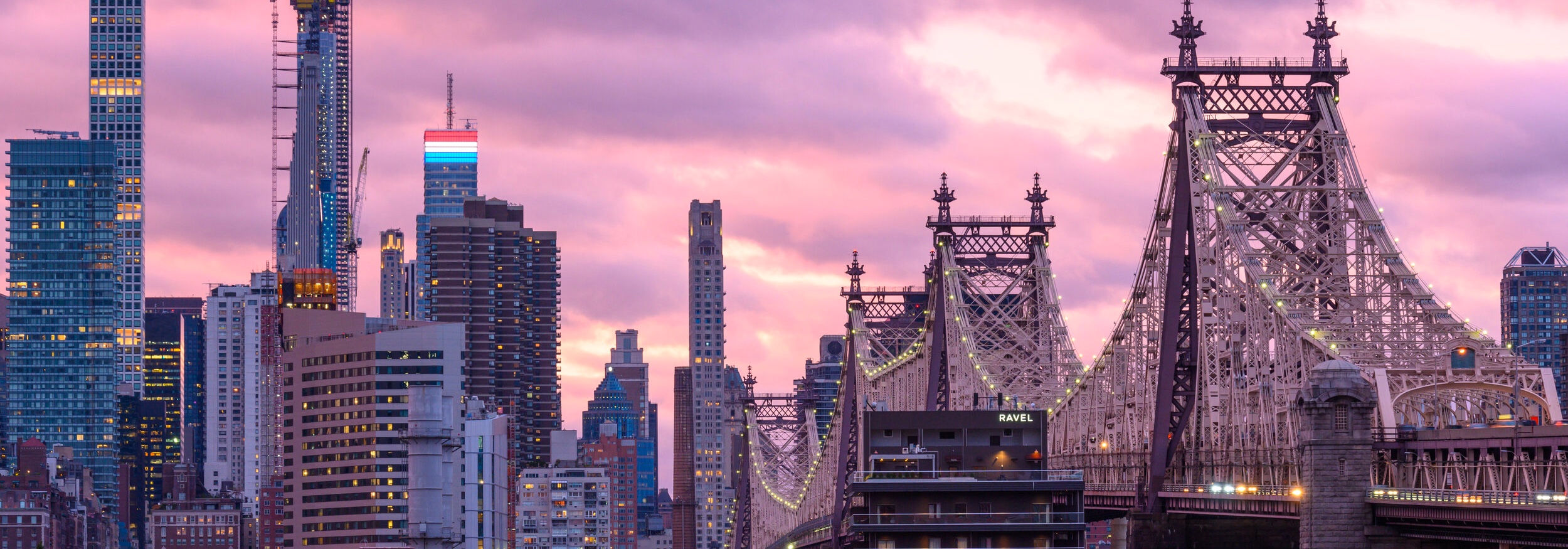 Silvercup Studios New York Dusk Skyline with bridge