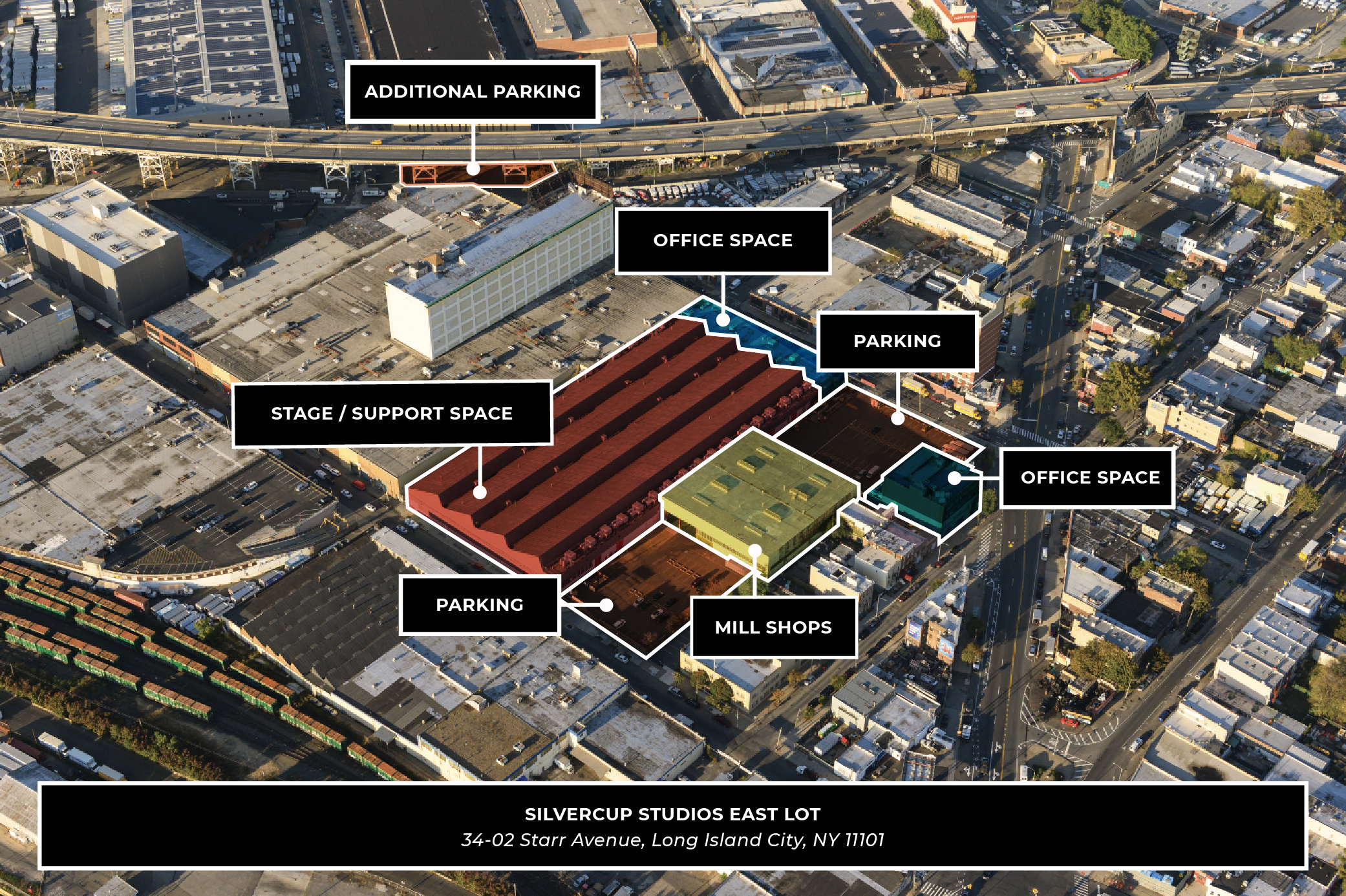 Silvercup Studios East Campus New York Aerial Office Space-Parking-Support Space-Production/Support Space